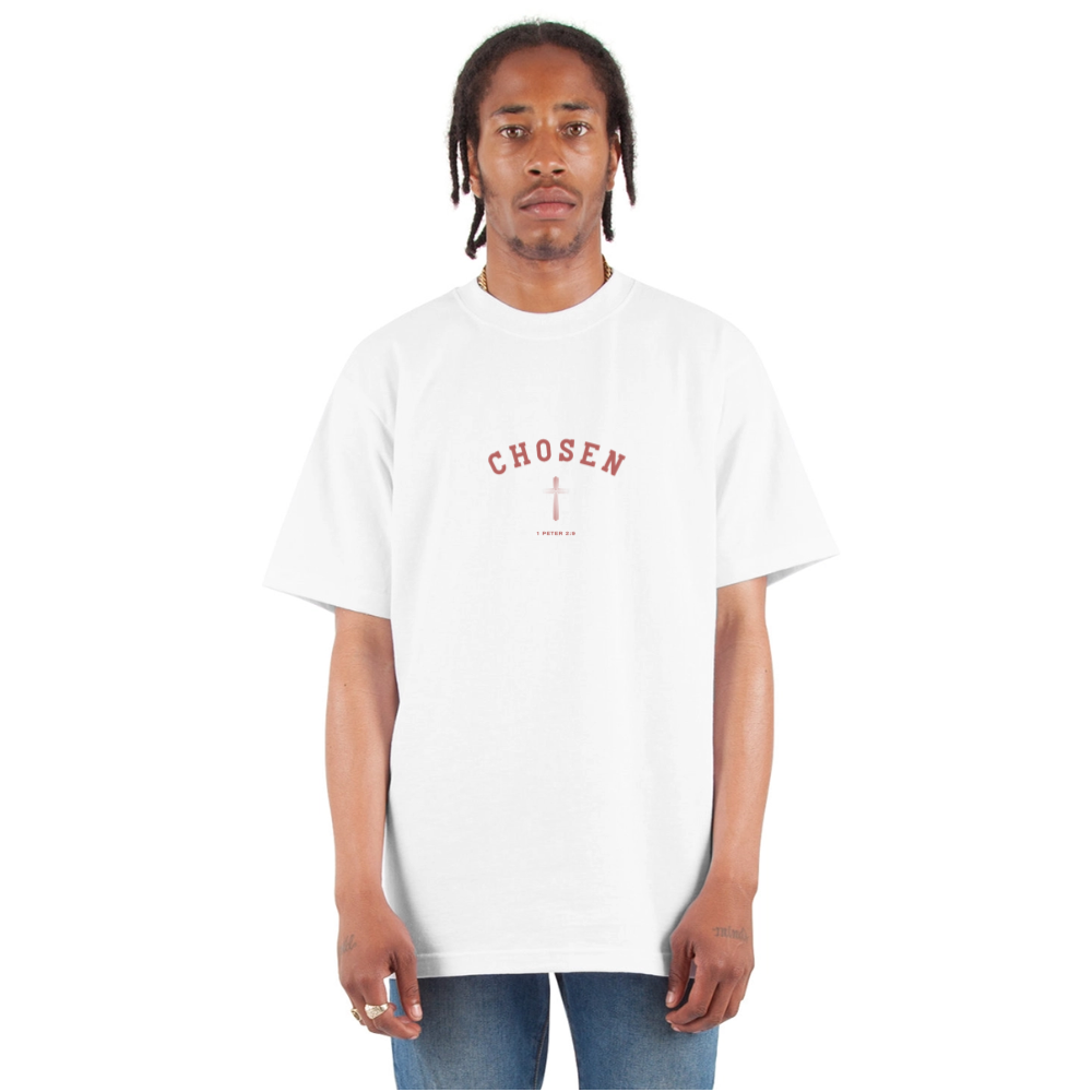 Chosen Christian Oversized Unisex Heavyweight T-Shirt - white
