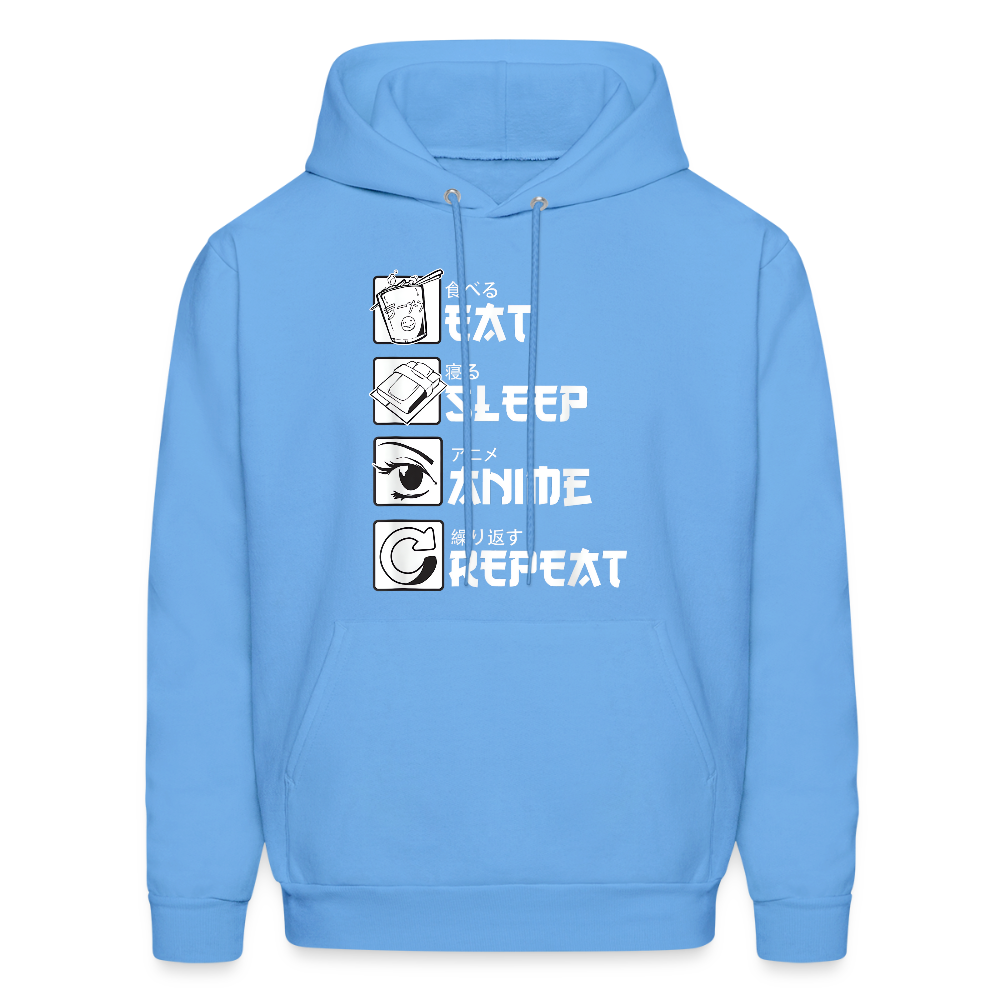Eat Sleep Anime Repeat Premium Unisex Hoodie Sweatshirt - carolina blue