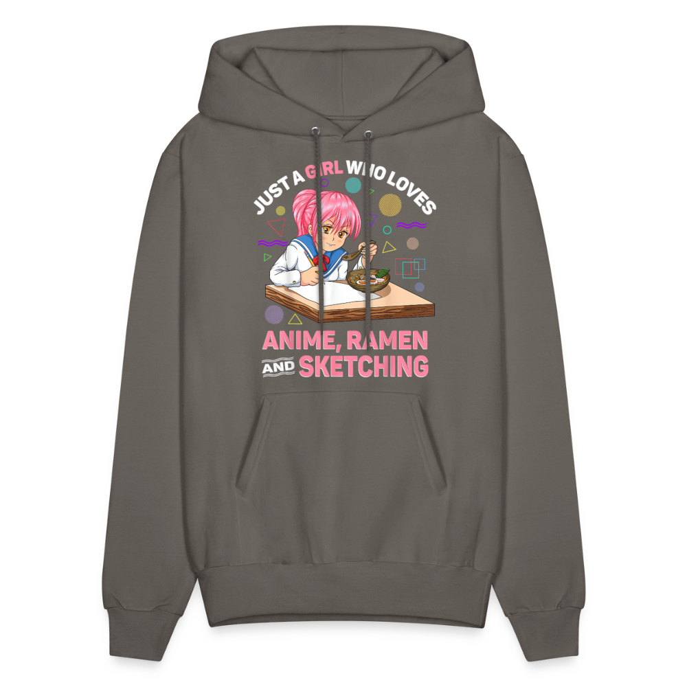 Just A Girl Who Loves Anime, Ramen and Sketching Anime Lover Unisex Hoodie Sweatshirt - asphalt gray