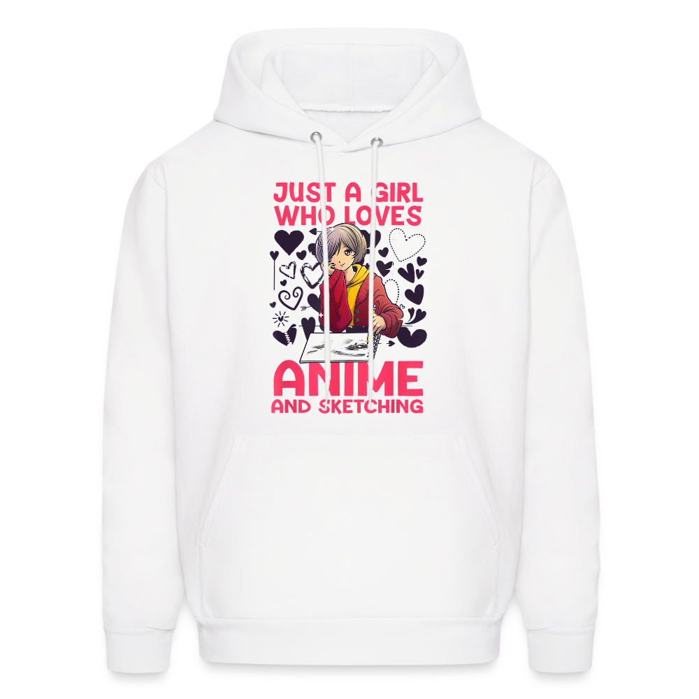 Just A Girl Who Loves Anime and Sketching IV Premium Hoodie Sweatshirt - white