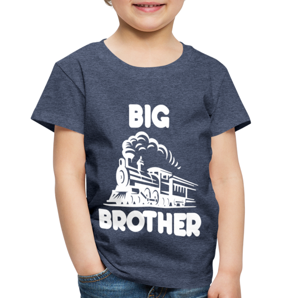 Toddler Big Brother Train Front T-Shirt - heather blue