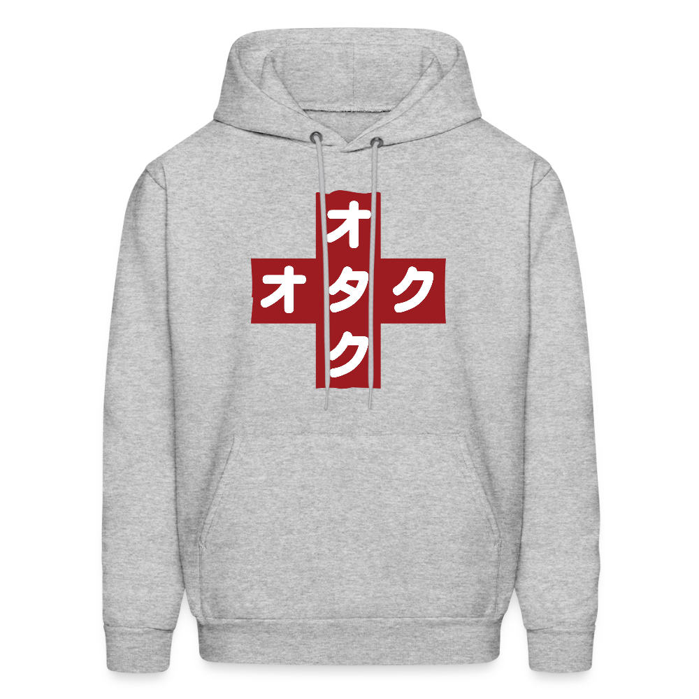 Otaku Red Cross Anime Premium Unisex Hoodie Sweatshirt - heather gray