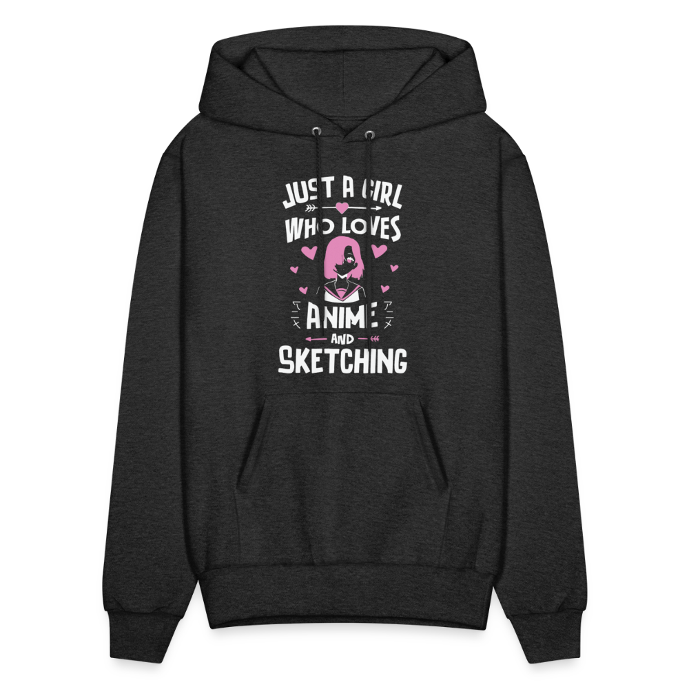 Just A Girl Who Loves Anime and Sketching III Premium Unisex Hoodie Sweatshirt - charcoal grey