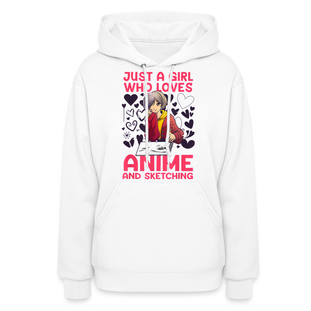 Just A Girl Who Loves Anime and Sketching IV Premium Women's Hoodie Sweatshirt - white