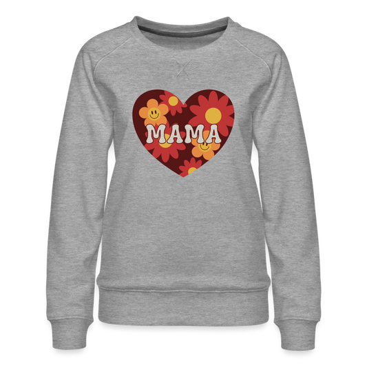 Mama Heart Flowers Women’s Premium Sweatshirt - heather grey