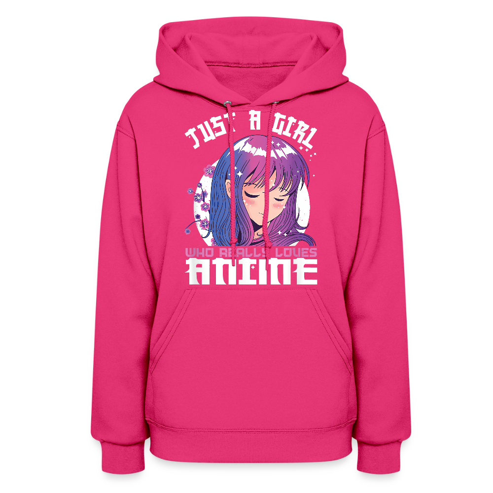 Just A Girl Who Really Loves Anime Premium Women's Hoodie Sweatshirt - fuchsia