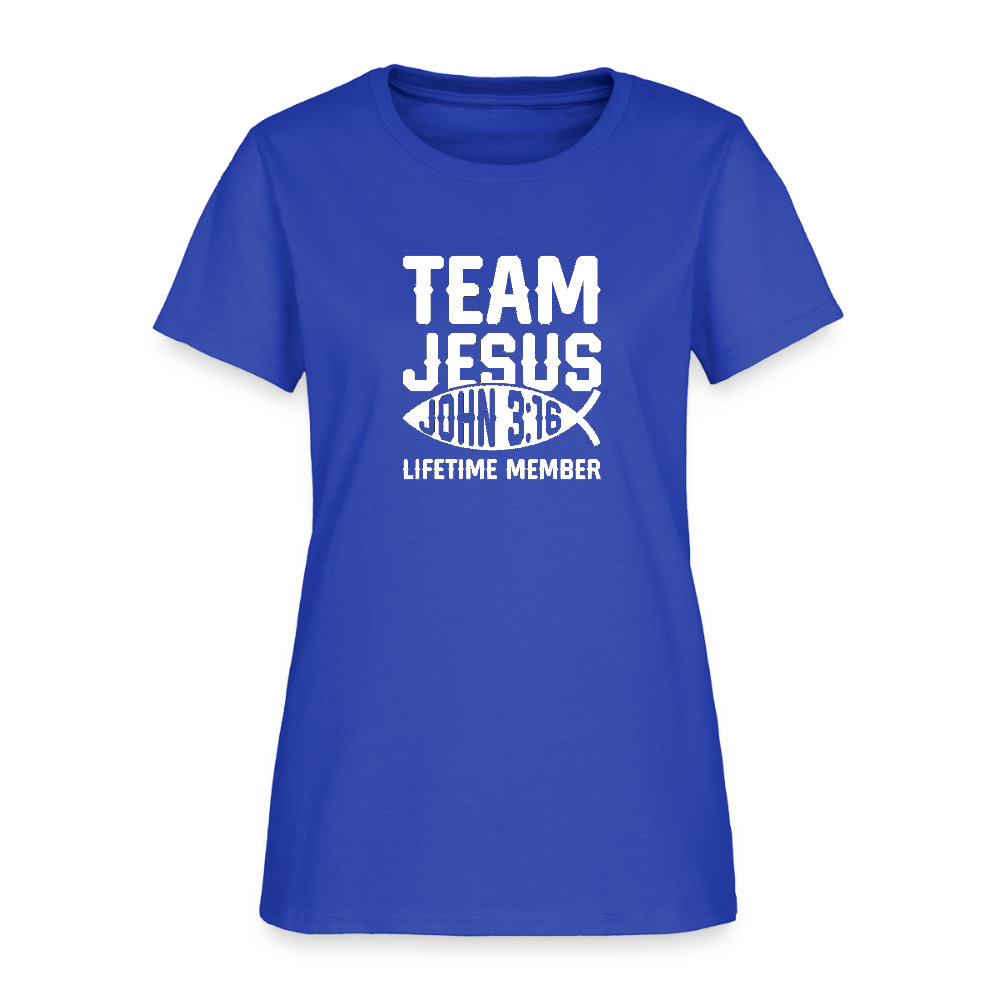 Team Jesus Lifetime Member Christian Women's T-Shirt - royal blue