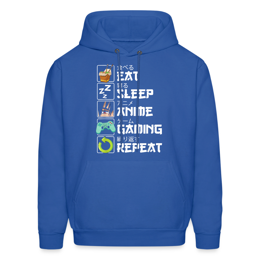 Eat Sleep Anime Gaming Repeat Premium Unisex Hoodie Sweatshirt - royal blue