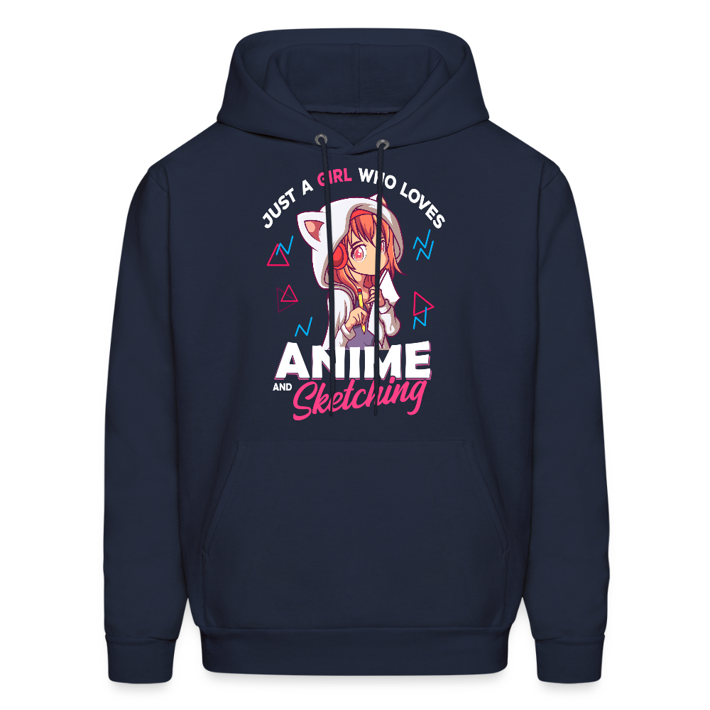 Just A Girl Who Loves Anime and Sketching Anime Lover Unisex Hoodie Sweatshirt - navy