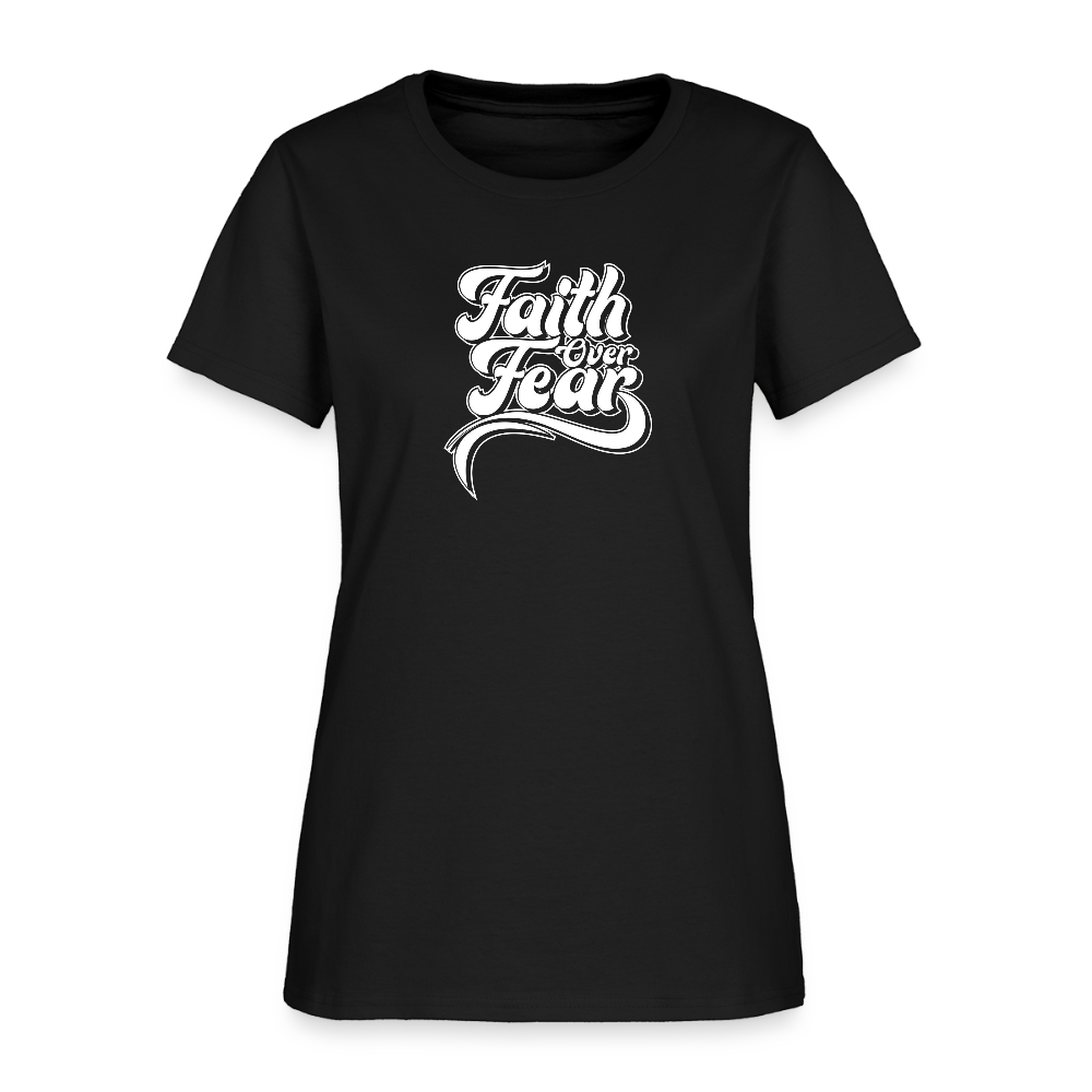 Faith Over Fear Groovy Christian Women's T-Shirt - black