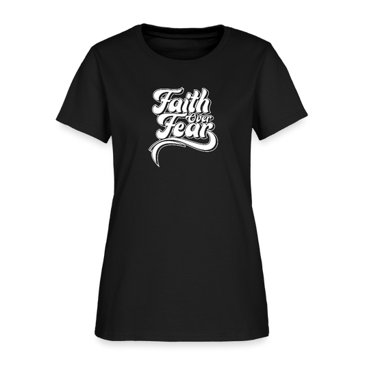 Faith Over Fear Groovy Christian Women's T-Shirt - black