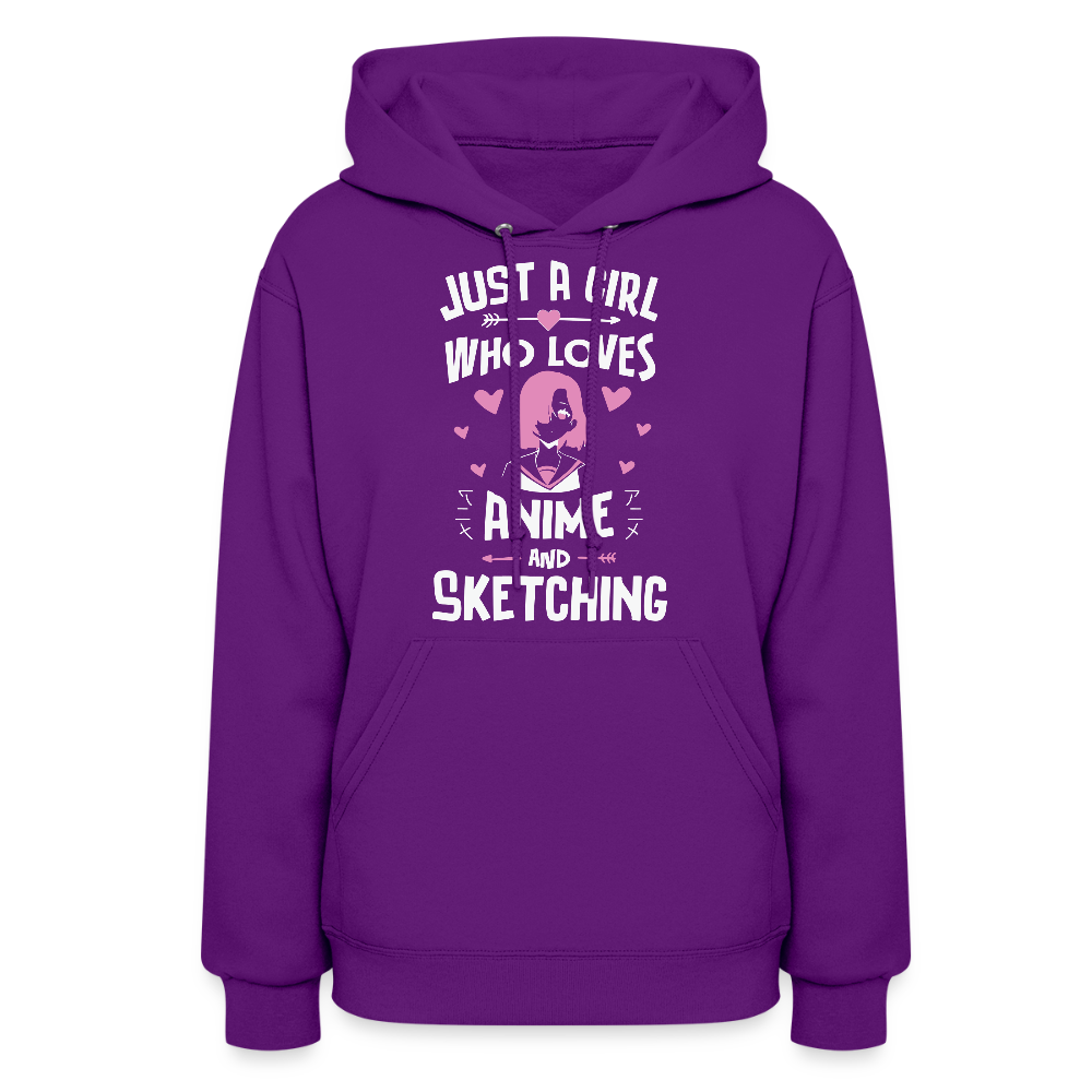 Just A Girl Who Loves Anime and Sketching III Premium Women's Hoodie Sweatshirt - purple