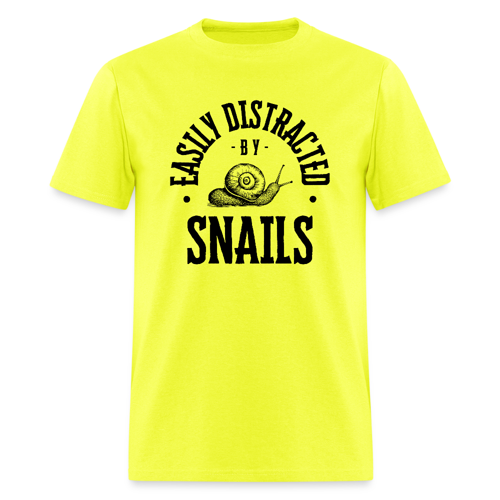 Easily Distracted By Snails Funny Unisex T-Shirt - safety green