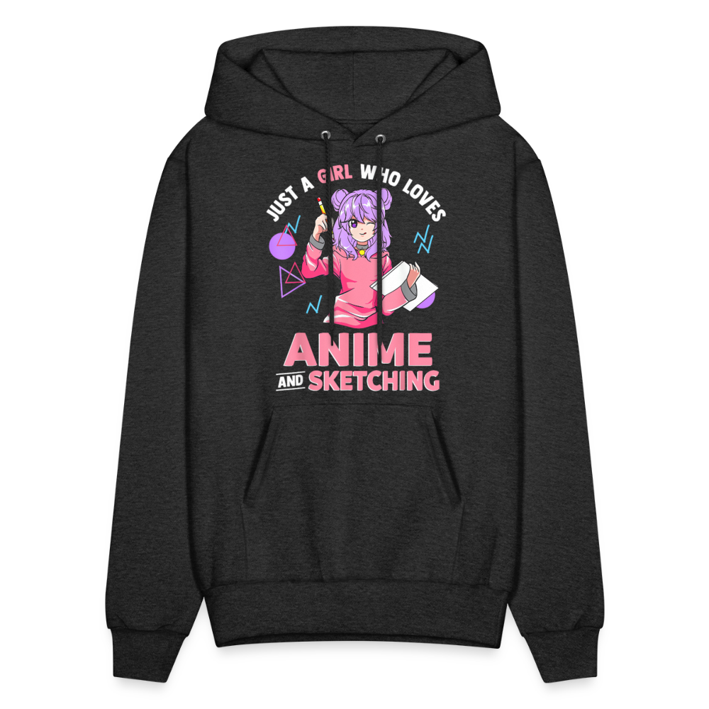 Just A Girl Who Love Anime and Sketching II Anime Lover Premium Unisex Hoodie Sweatshirt - charcoal grey