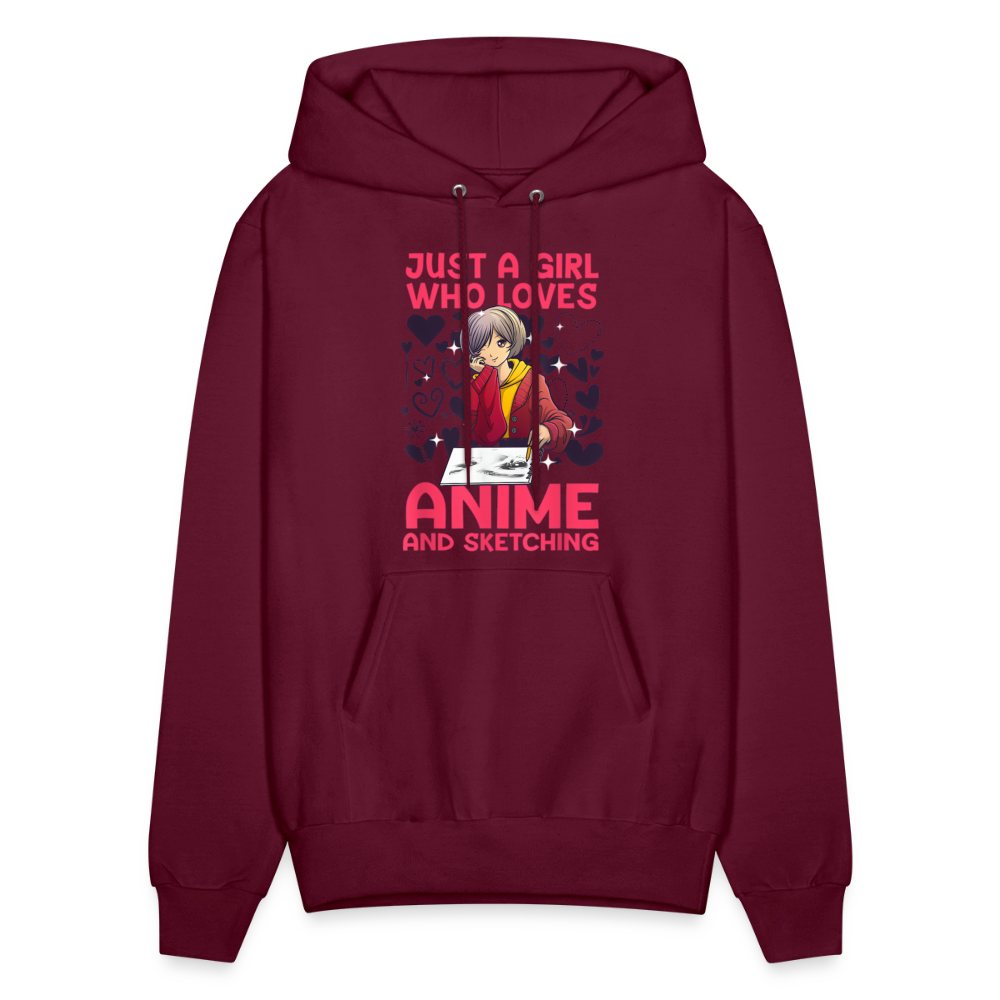 Just A Girl Who Loves Anime and Sketching IV Premium Hoodie Sweatshirt - burgundy