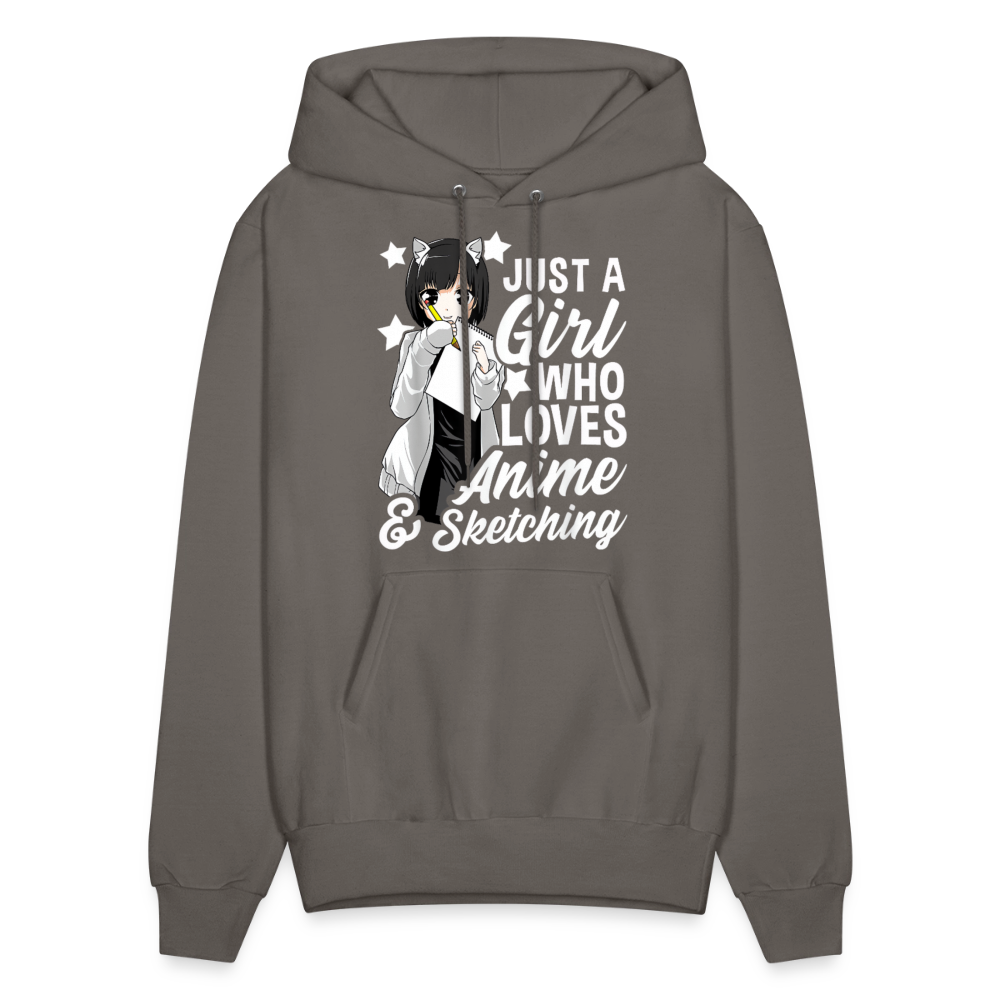 Just A Girl Who Loves Anime & Sketching Anime Lover Unisex Hoodie Sweatshirt - asphalt gray