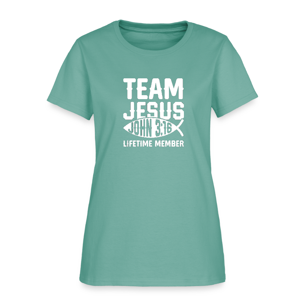 Team Jesus Lifetime Member Christian Women's T-Shirt - aquatic
