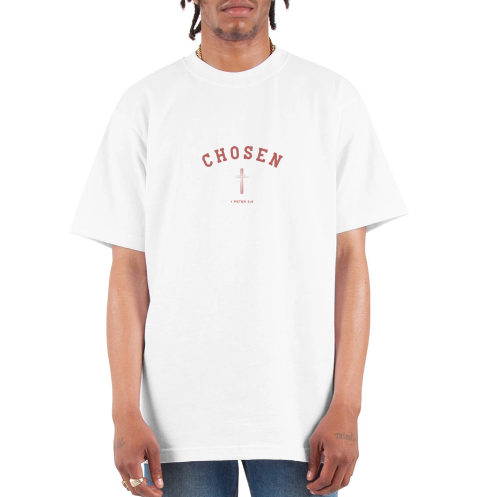 Chosen Christian Oversized Unisex Heavyweight T-Shirt - white