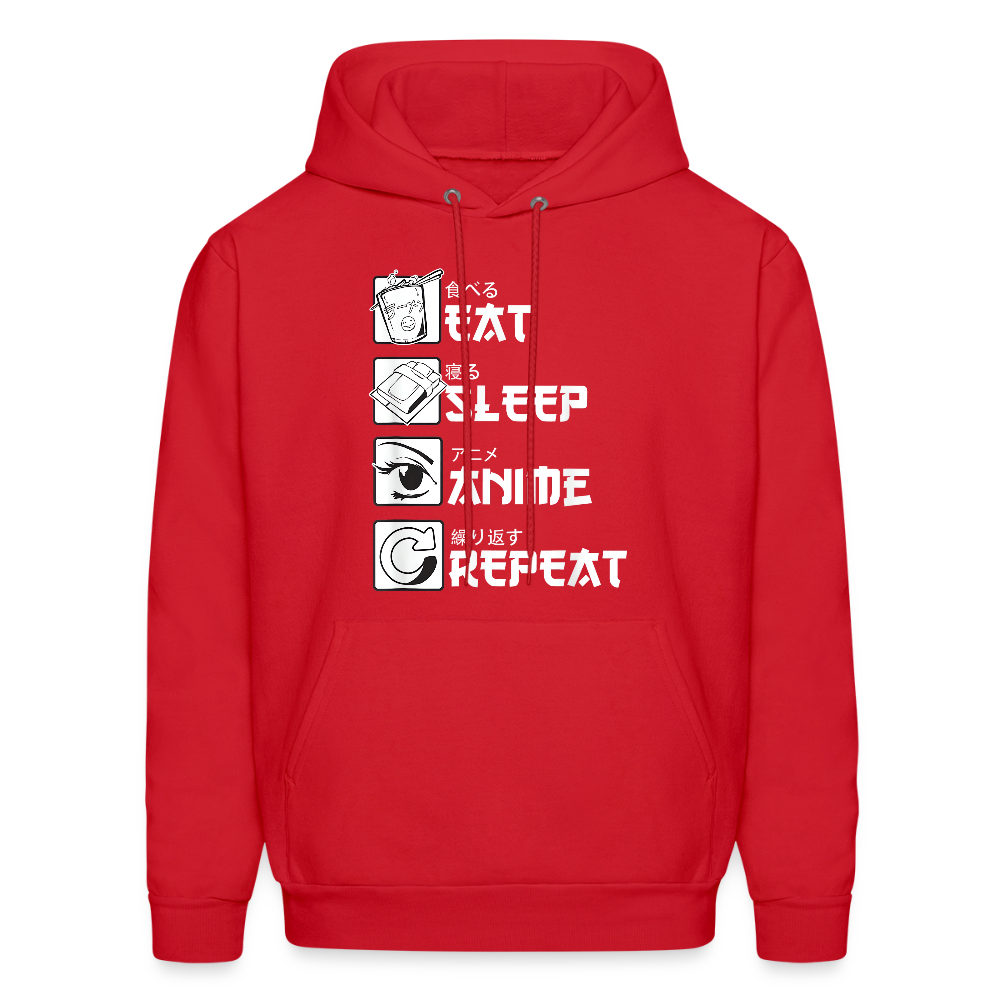 Eat Sleep Anime Repeat Premium Unisex Hoodie Sweatshirt - red