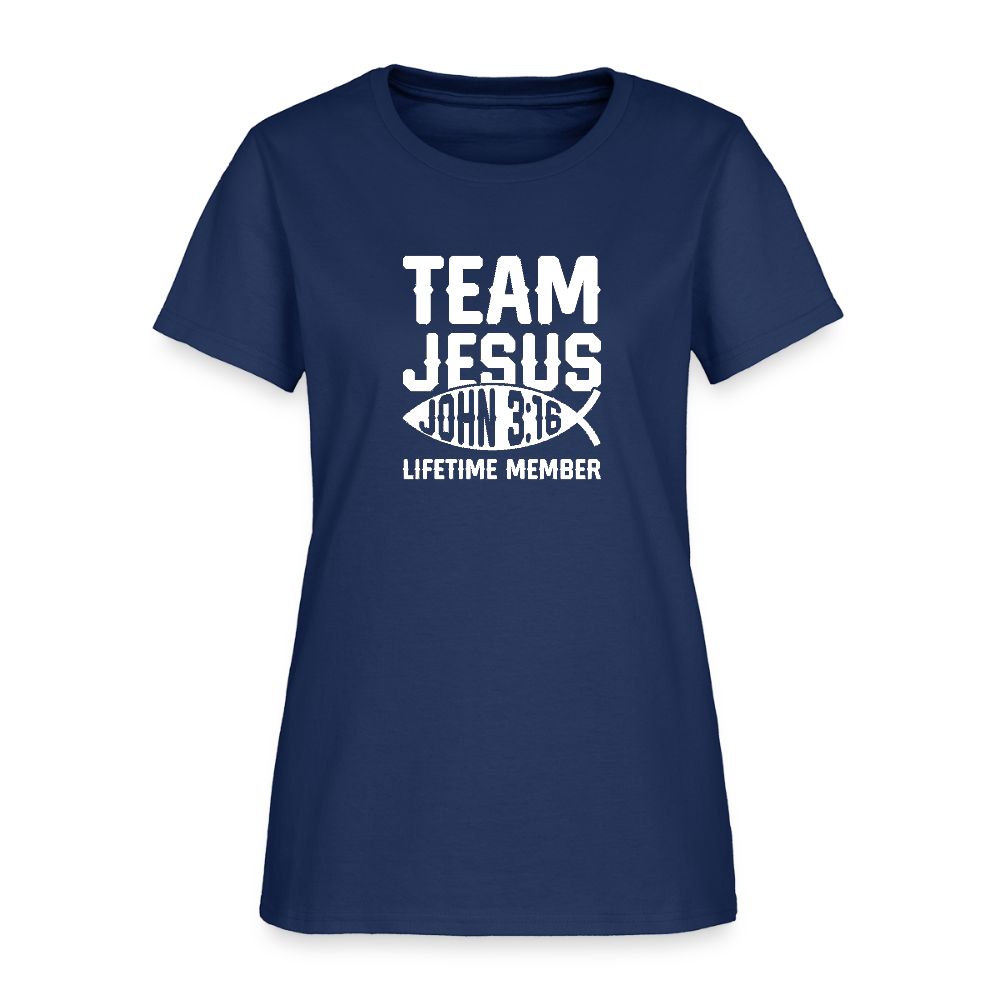 Team Jesus Lifetime Member Christian Women's T-Shirt - blue dusk