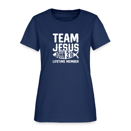 Team Jesus Lifetime Member Christian Women's T-Shirt - blue dusk