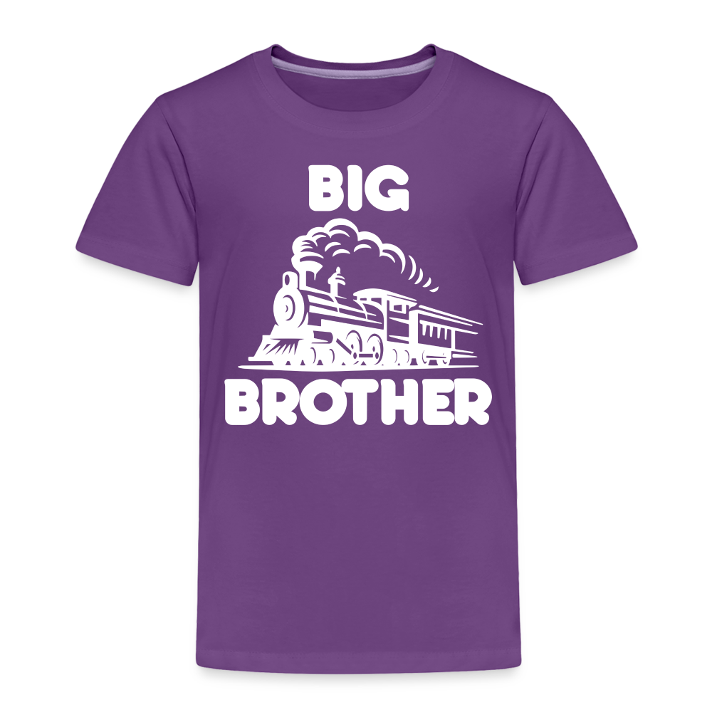 Toddler Big Brother Train Front T-Shirt - purple