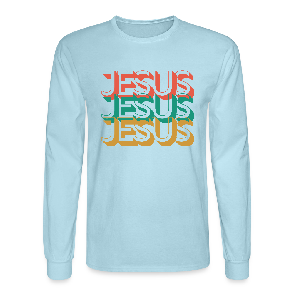 Jesus Jesus Jesus Christian Unisex Long Sleeve T-Shirt - powder blue