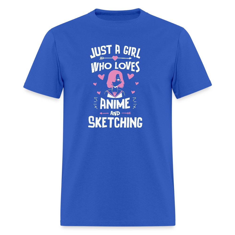Just A Girl Who Loves Anime and Sketching III Premium Unisex T-Shirt - royal blue