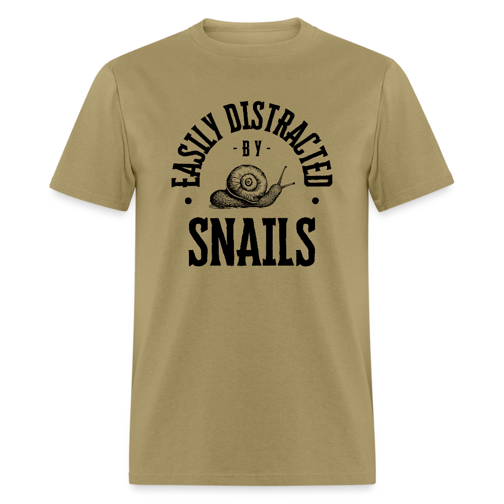 Easily Distracted By Snails Funny Unisex T-Shirt - khaki