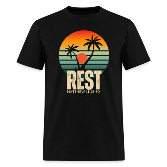 Rest Matthew 11:28-30 Christian Unisex Classic T-Shirt - black