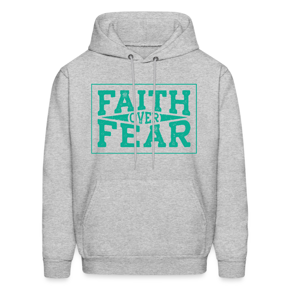 Faith Over Fear Retro Unisex Christian Hoodie Sweatshirt - heather gray