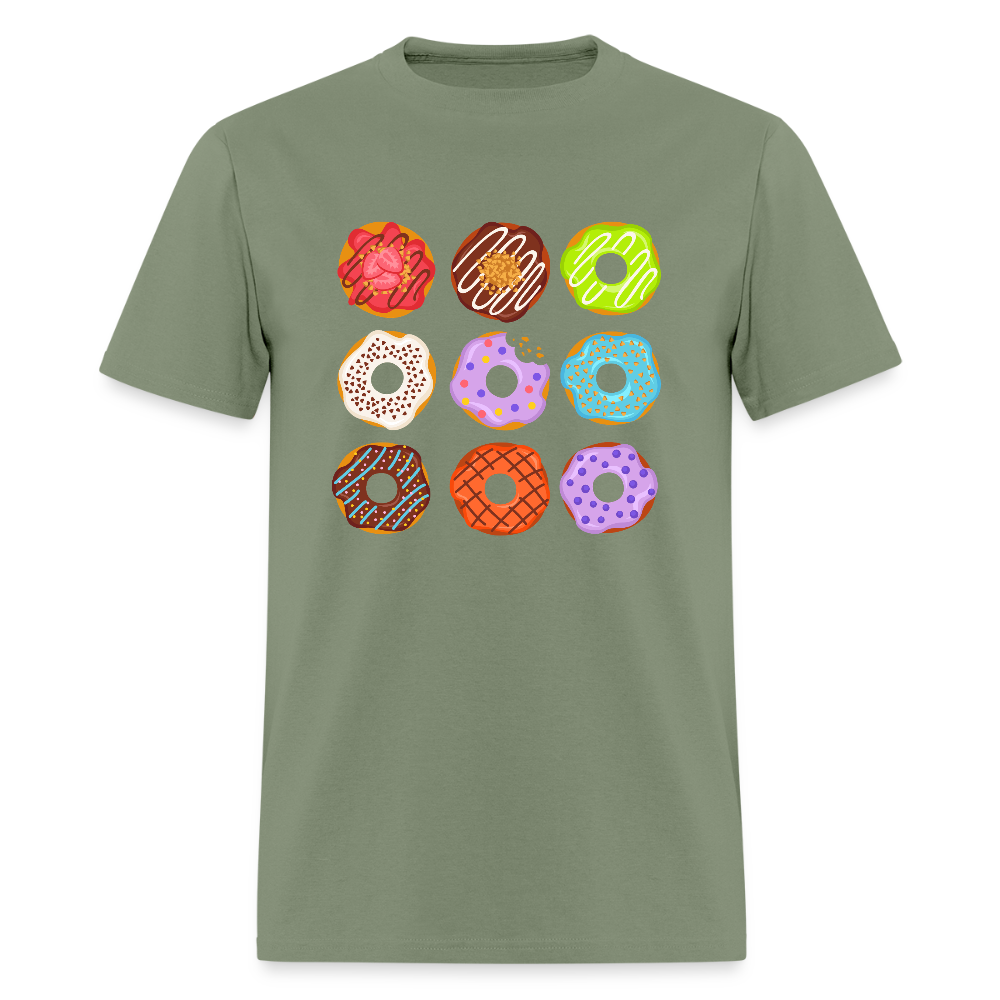 Nine Donuts Funny Unisex T-Shirt - military green