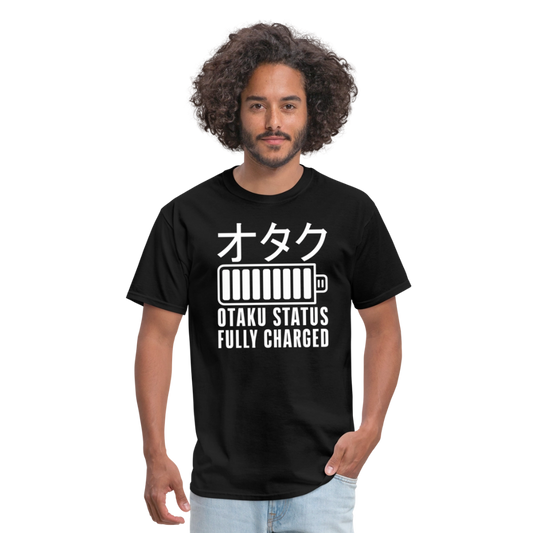 Otaku Status Fully Charged Japanese Anime Premium Unisex T-Shirt - black