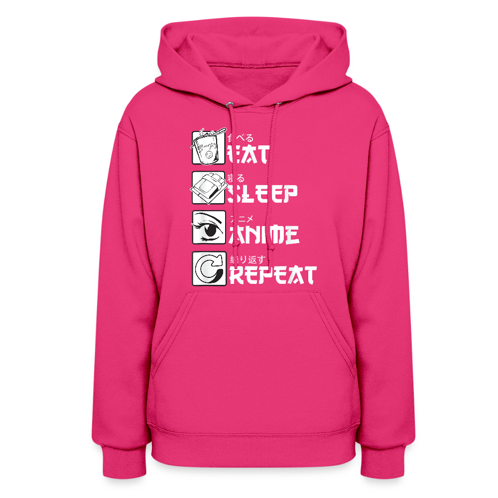 Eat Sleep Anime Repeat Premium Women's Hoodie Sweatshirt - fuchsia