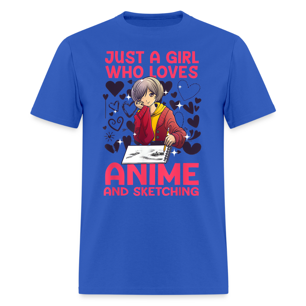 Just A Girl Who Loves Anime and Sketching IV Premium T-Shirt - royal blue