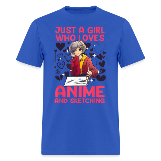 Just A Girl Who Loves Anime and Sketching IV Premium T-Shirt - royal blue
