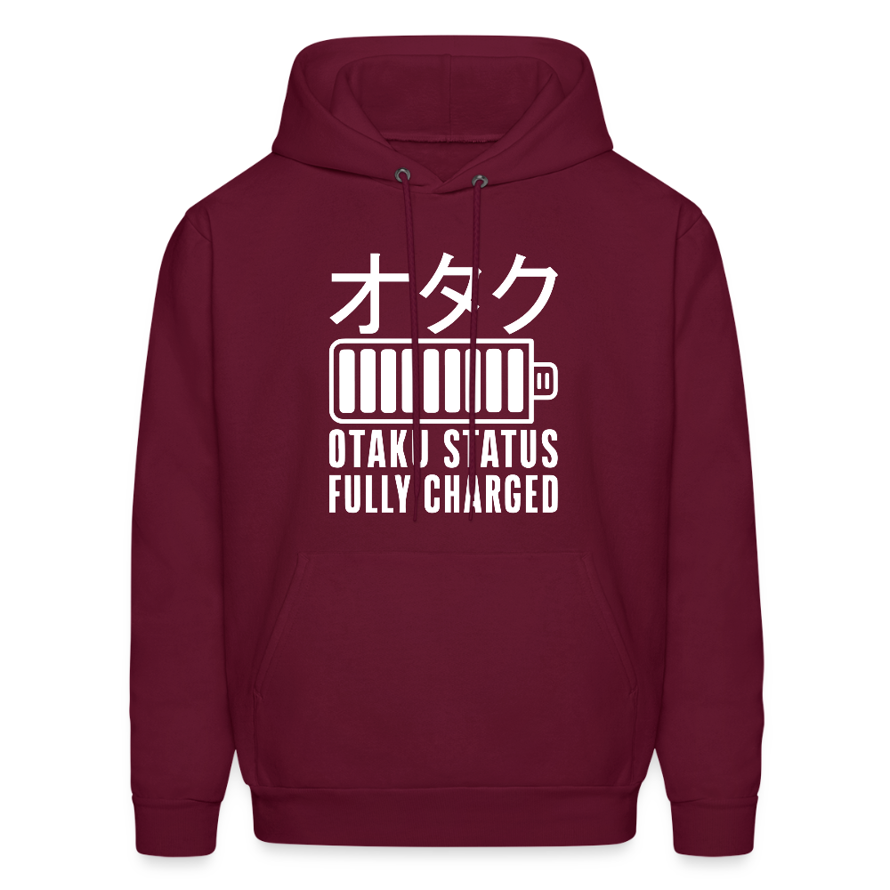 Otaku Status Fully Charged Japanese Anime Premium Unisex Hoodie Sweatshirt - burgundy