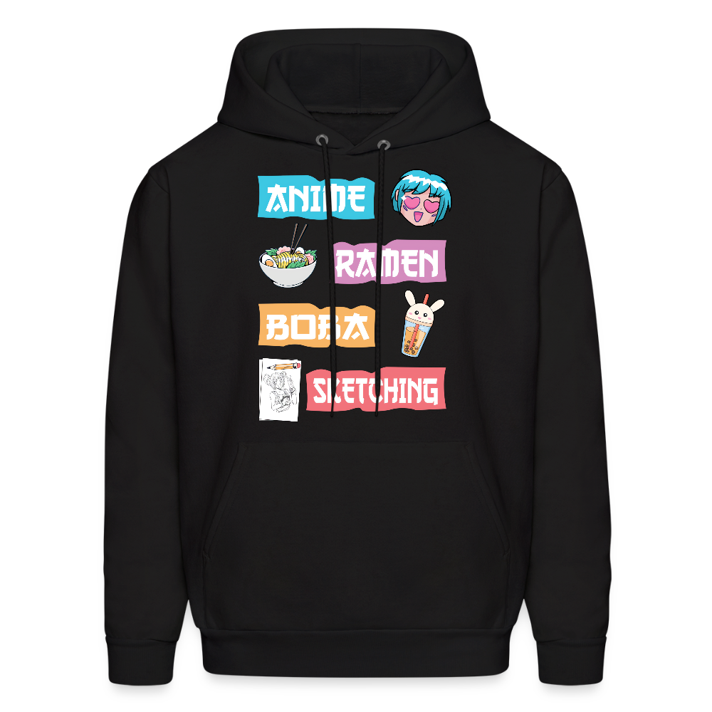 Anime Ramen Boba Sketching Anime Lover Unisex Hoodie - black