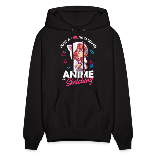 Just A Girl Who Loves Anime and Sketching Anime Lover Unisex Hoodie Sweatshirt - black