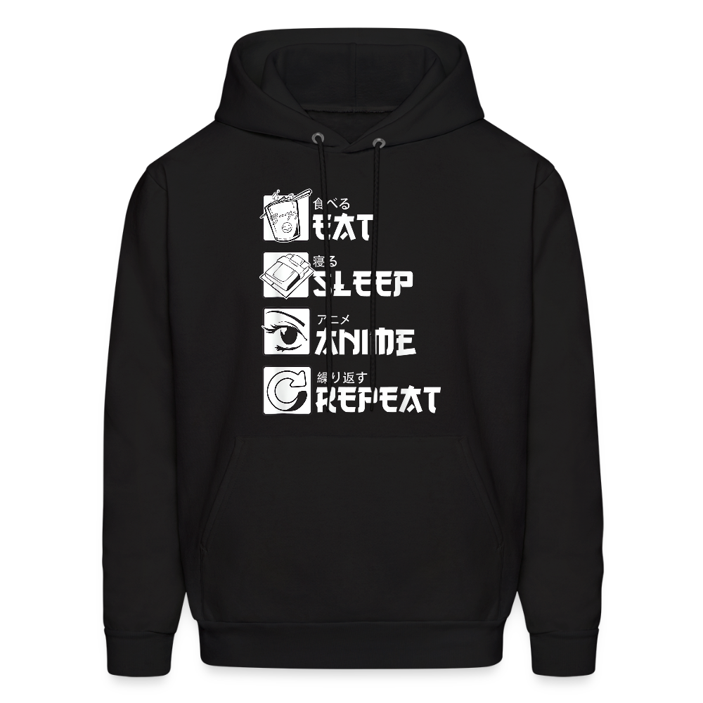 Eat Sleep Anime Repeat Premium Unisex Hoodie Sweatshirt - black