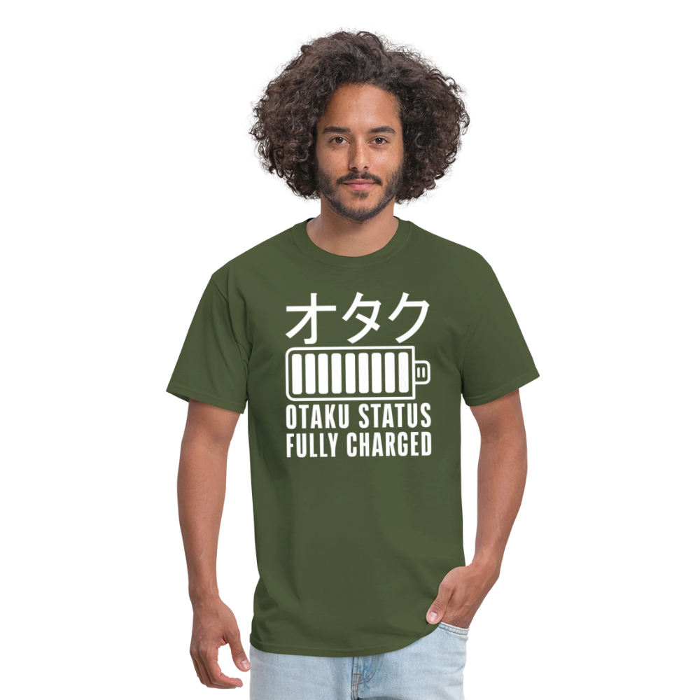 Otaku Status Fully Charged Japanese Anime Premium Unisex T-Shirt - military green