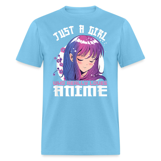 Just A Girl Who Really Loves Anime Premium Unisex T-Shirt - aquatic blue