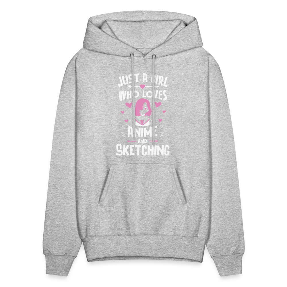 Just A Girl Who Loves Anime and Sketching III Premium Unisex Hoodie Sweatshirt - heather gray
