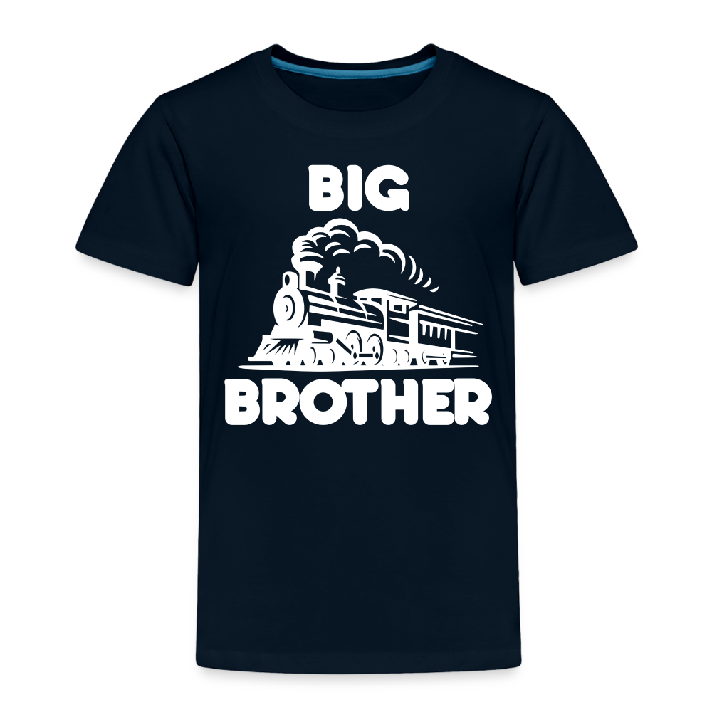 Toddler Big Brother Train Front T-Shirt - deep navy