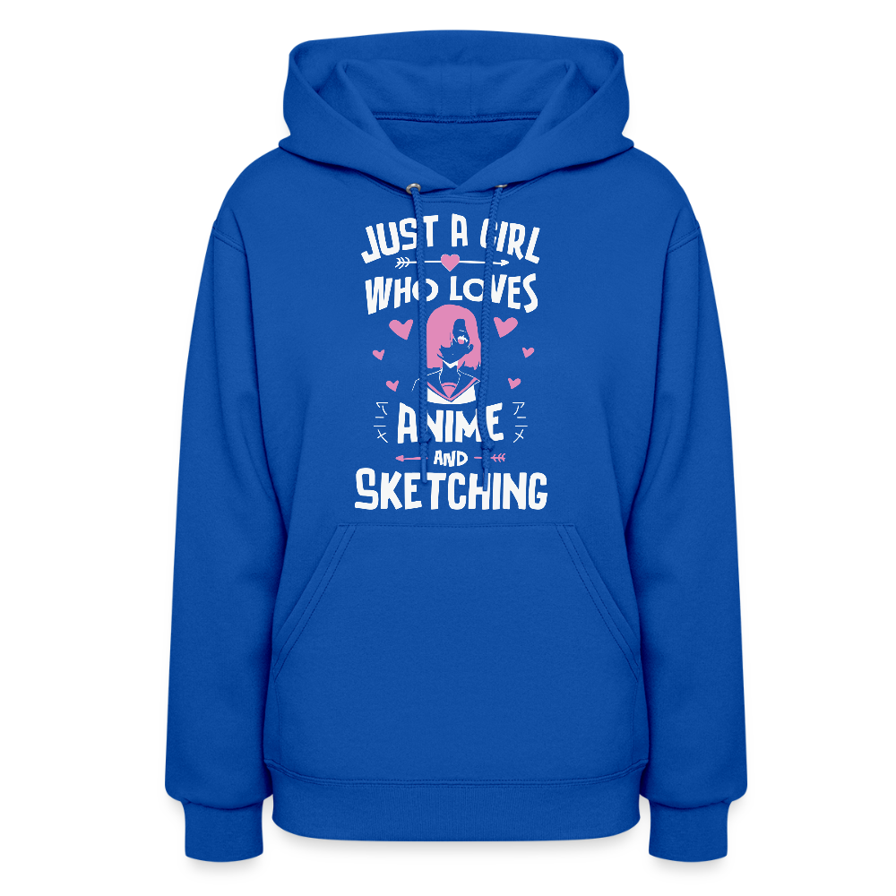 Just A Girl Who Loves Anime and Sketching III Premium Women's Hoodie Sweatshirt - royal blue