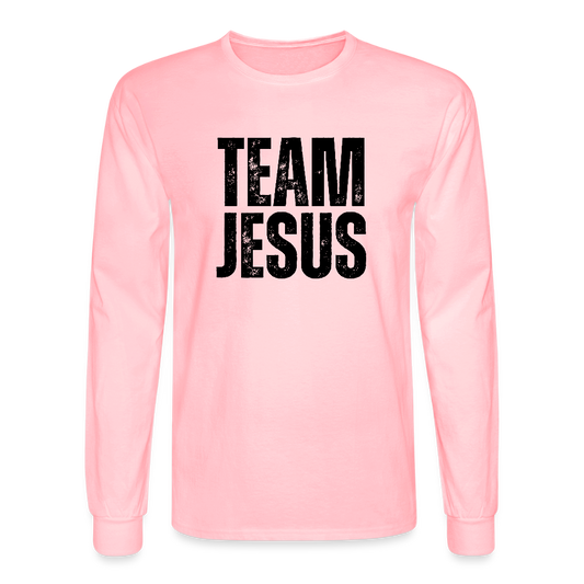 Team Jesus Weathered Print Christian Unisex Long Sleeve T-Shirt - pink
