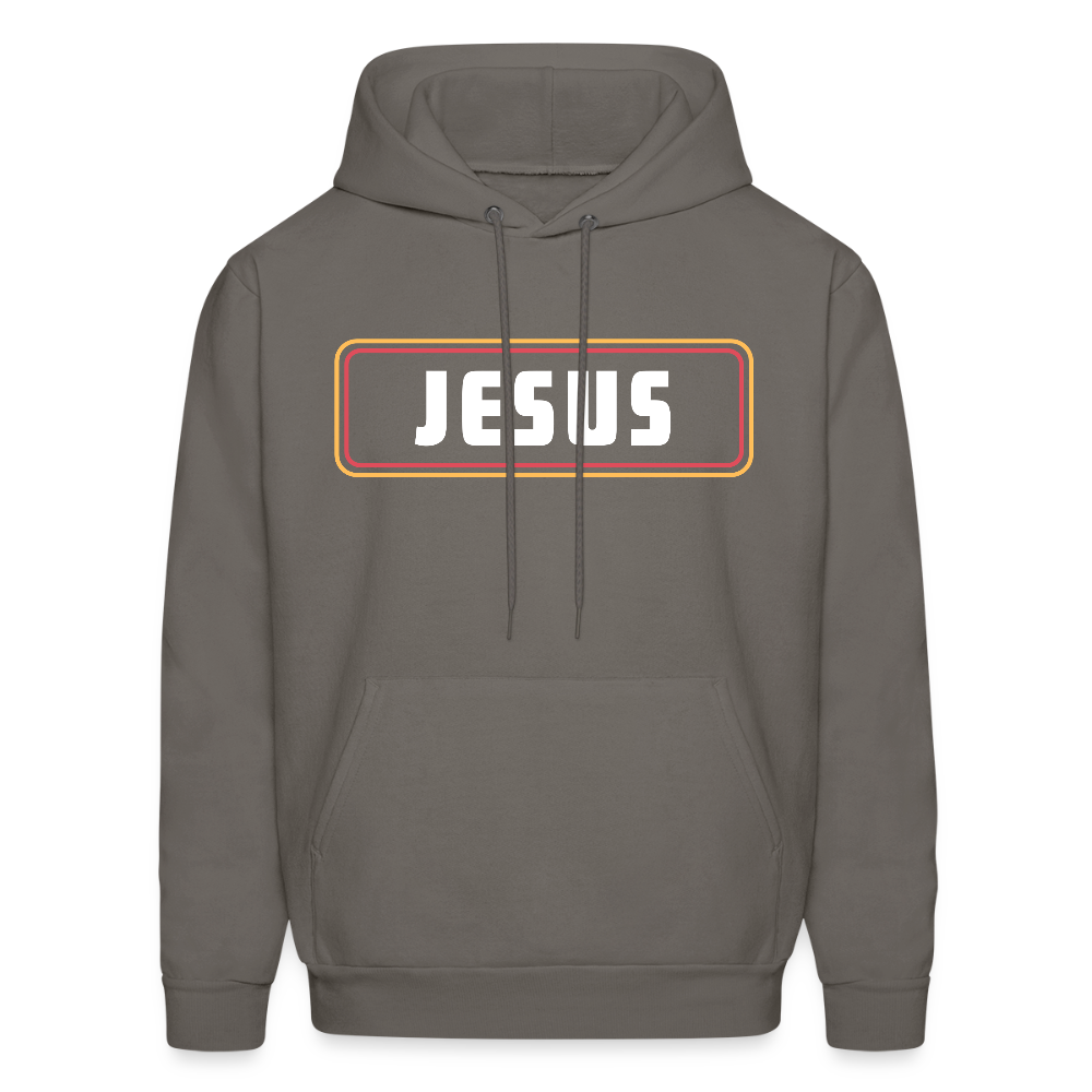 Jesus Retro Rectangle Christian Unisex Hoodie Sweatshirt - asphalt gray