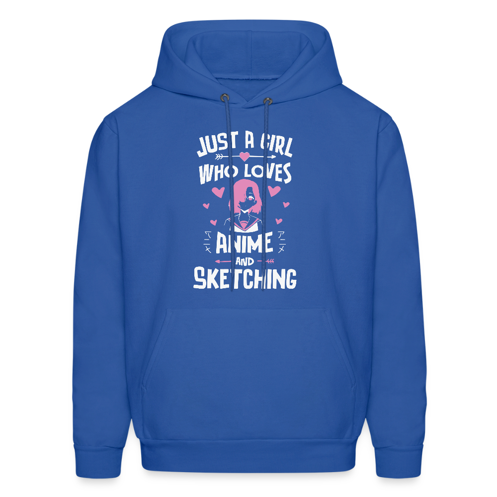 Just A Girl Who Loves Anime and Sketching III Premium Unisex Hoodie Sweatshirt - royal blue