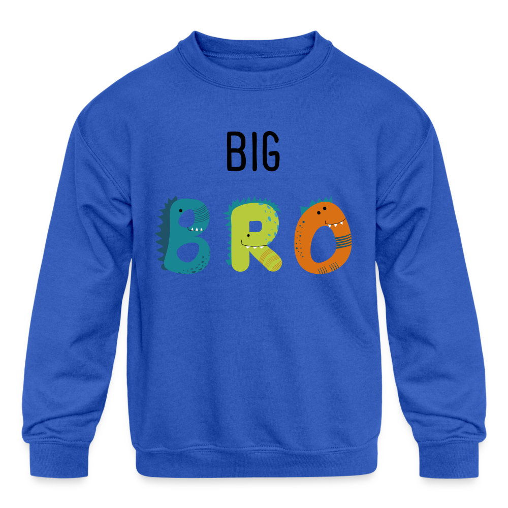 Youth Big Brother Big Bro Dinosaurs Crewneck Sweatshirt - royal blue