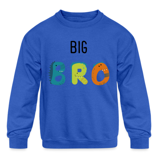 Youth Big Brother Big Bro Dinosaurs Crewneck Sweatshirt - royal blue